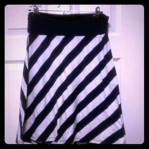Navy and White Striped Skirt